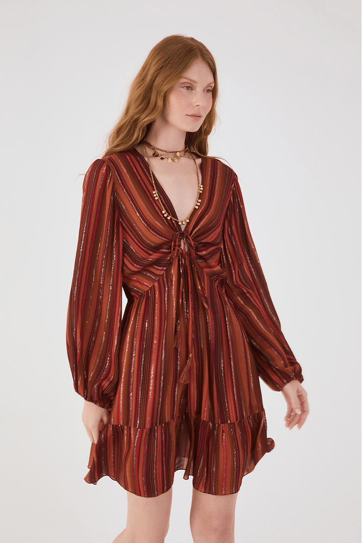 Vestido Lurex Estampa Refúgio