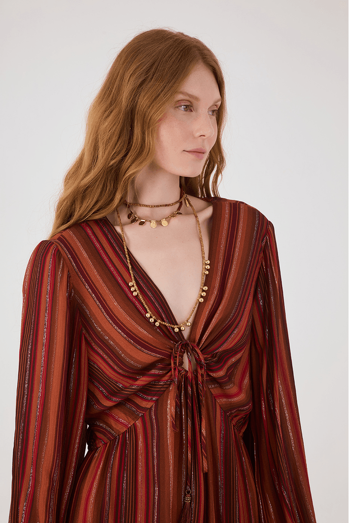 Vestido Lurex Estampa Refúgio