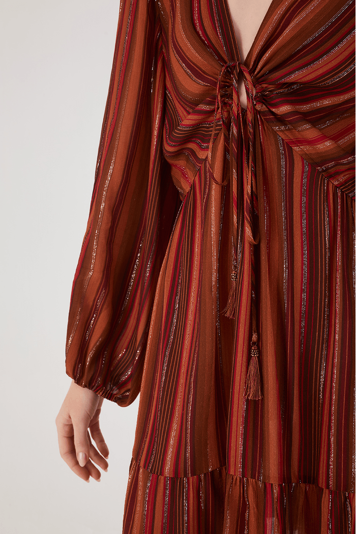 Vestido Lurex Estampa Refúgio