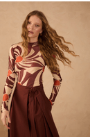 Blusa Segunda Pele Tule Estampa Mormaço