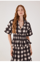 Blusa Algodão Xadrez Lastex