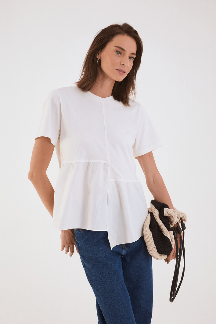 Blusa Babado Com Tecido