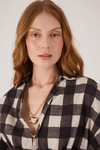 Blusa Algodão Xadrez Lastex