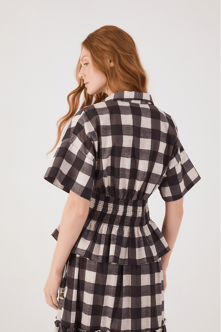 Blusa Algodão Xadrez Lastex