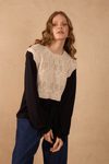Blusa Manga Longa Malha Com Tricot