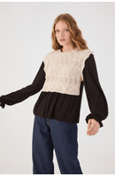 Blusa Manga Longa Malha Com Tricot