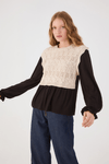 Blusa Manga Longa Malha Com Tricot