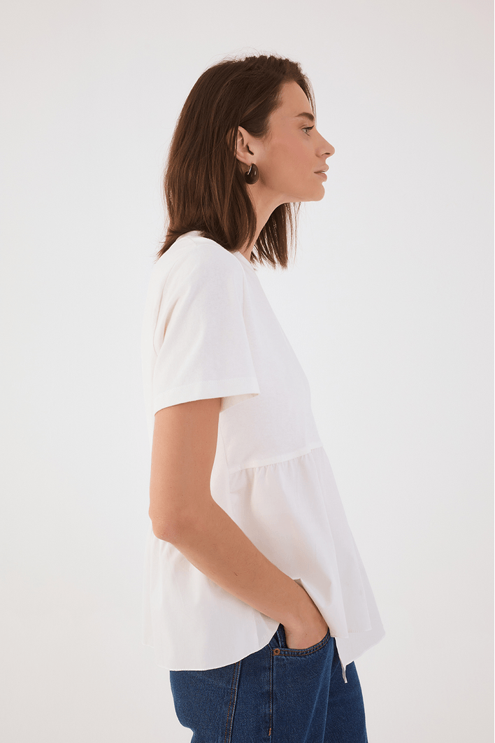 Blusa Babado Com Tecido