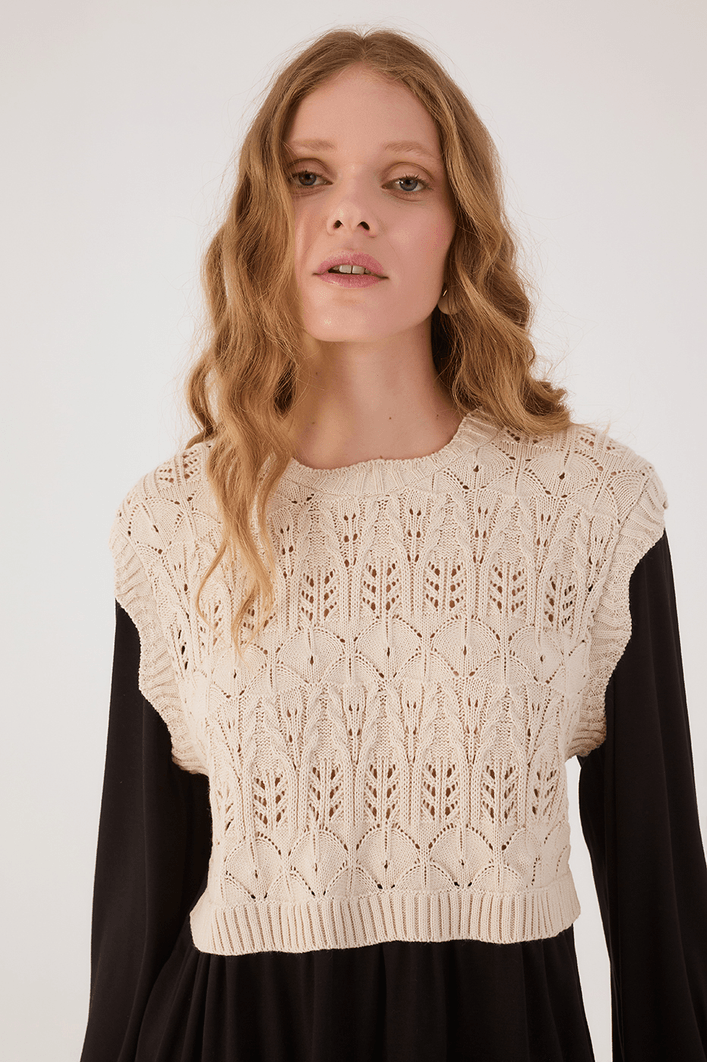 Blusa Manga Longa Malha Com Tricot