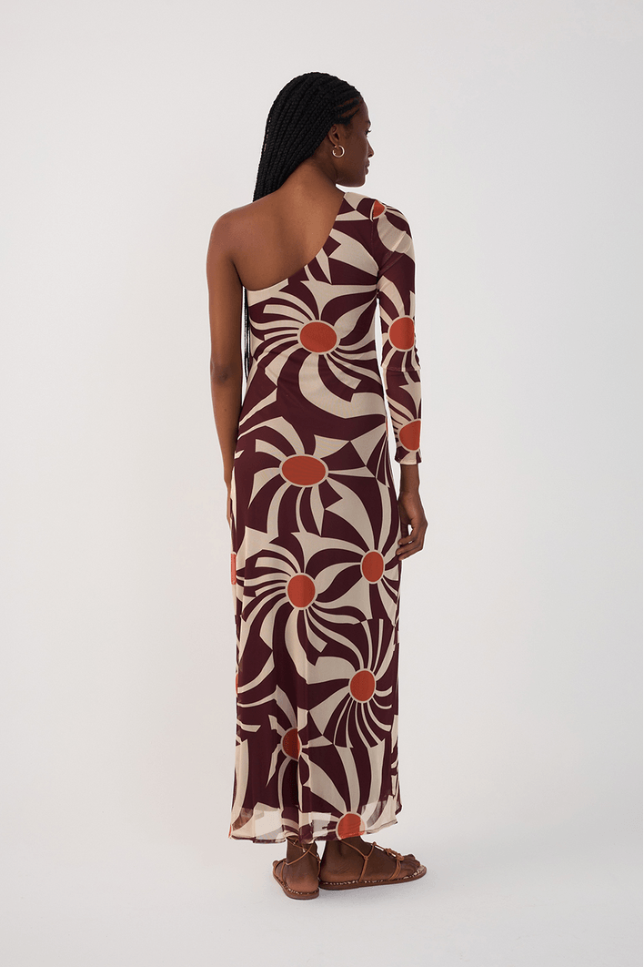 Vestido Ombro Só Tule Estampa Mormaço