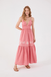 Vestido Cropped Algodão Listrado Bordado