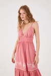 Vestido Cropped Algodão Listrado Bordado