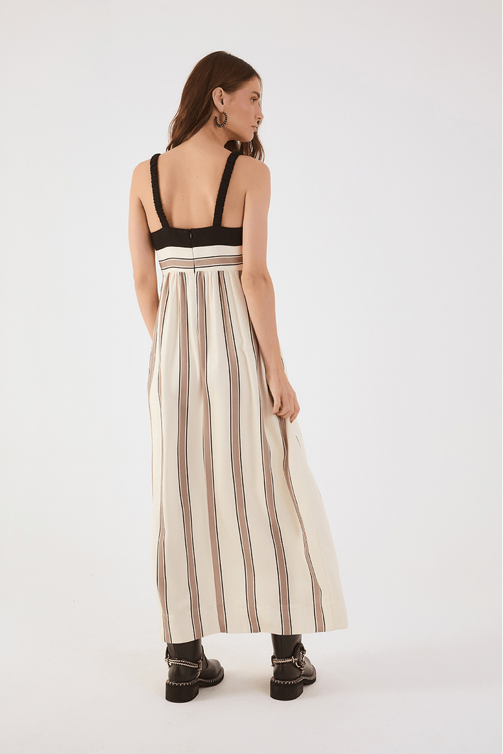 Vestido Midi Linho Estampa Parque