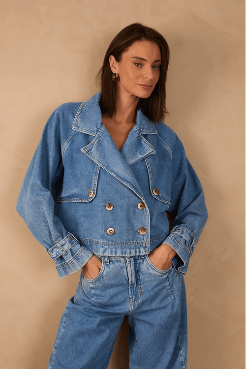 Trench Coat Jeans Cropped