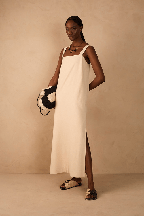 Vestido Cropped Linho Quadradinho