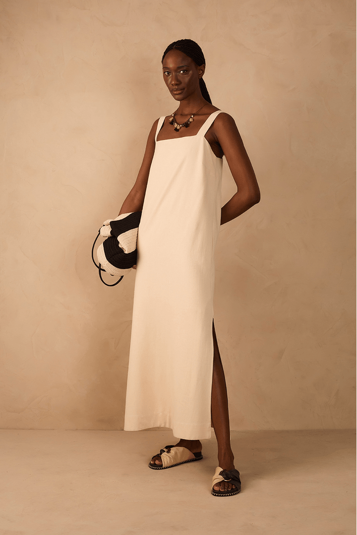 Vestido Cropped Linho Quadradinho