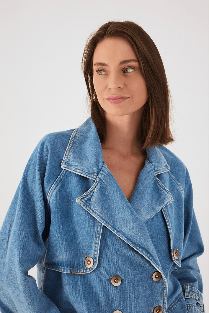 Trench Coat Jeans Cropped