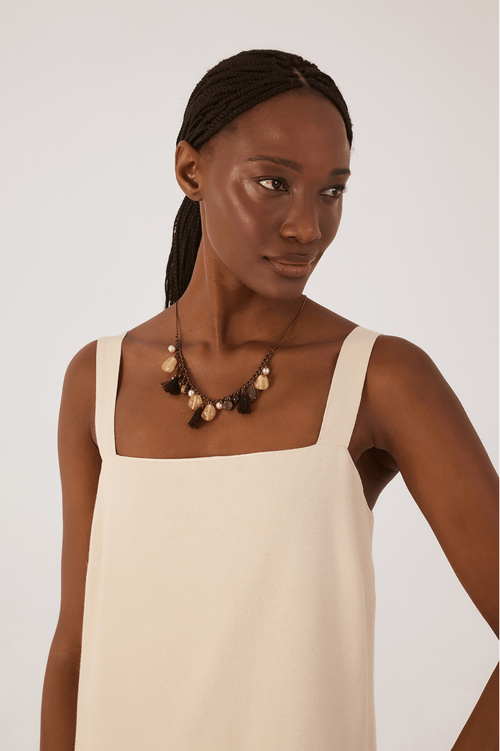 Vestido Cropped Linho Quadradinho
