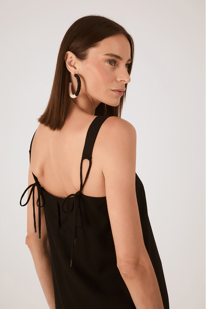 Vestido Cropped Linho Quadradinho