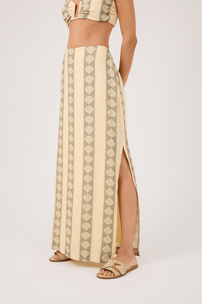 Saia Cropped Linho Estampa Atins
