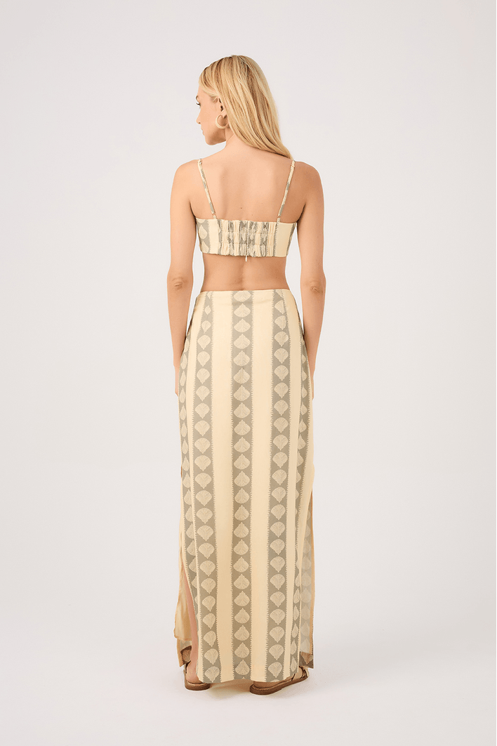 Saia Cropped Linho Estampa Atins