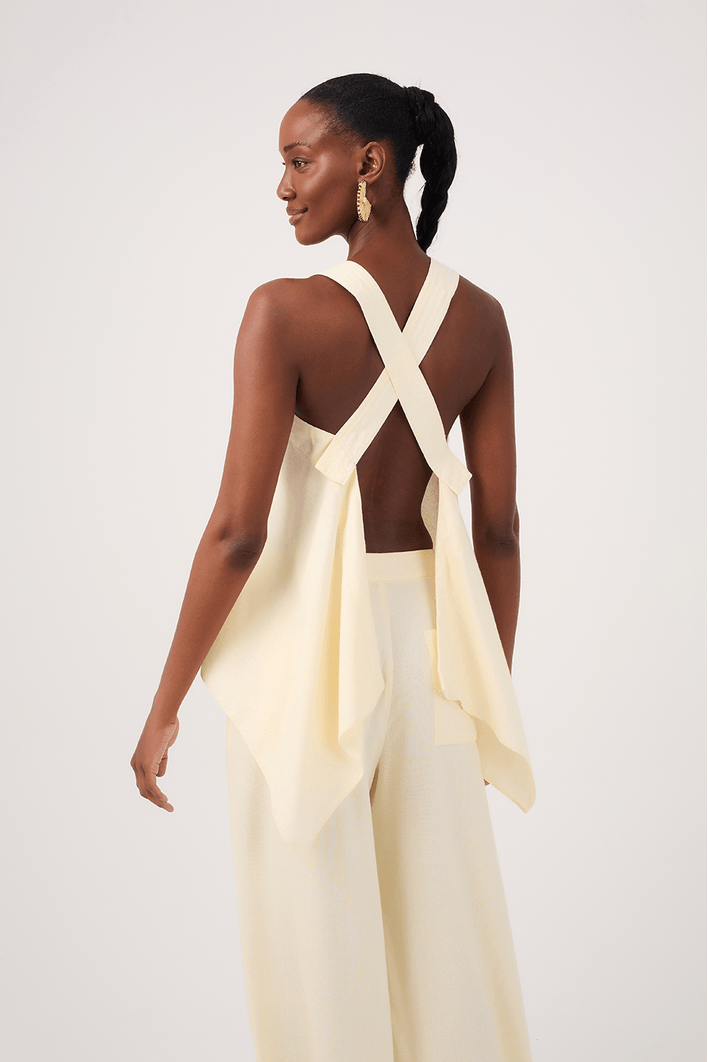 Blusa Linho Alça Costas Cruzada
