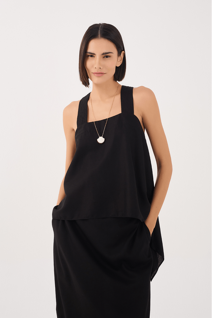 Blusa Linho Alça Costas Cruzada