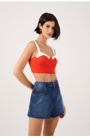 Blusa Crepe Bicolor