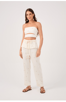 Calça Linho Bordado Lurex Sol