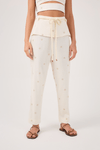 Calça Linho Bordado Lurex Sol