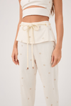 Calça Linho Bordado Lurex Sol