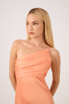Vestido Longo Cetim Drapeado