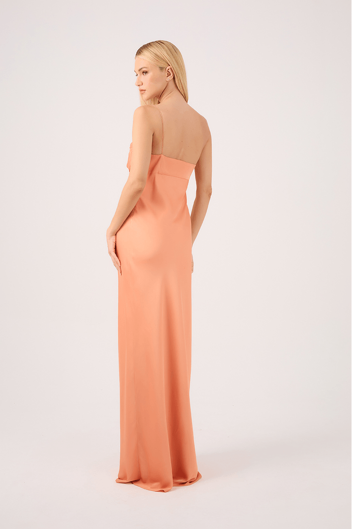 Vestido Longo Cetim Drapeado