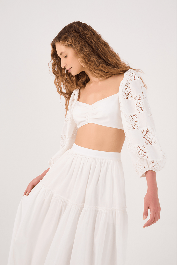Blusa Manga Patch Crochê