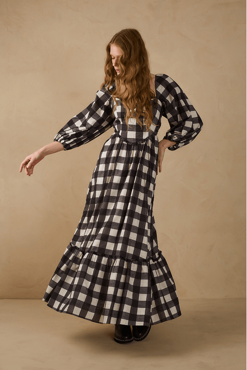 Vestido Cropped Algodão Xadrez