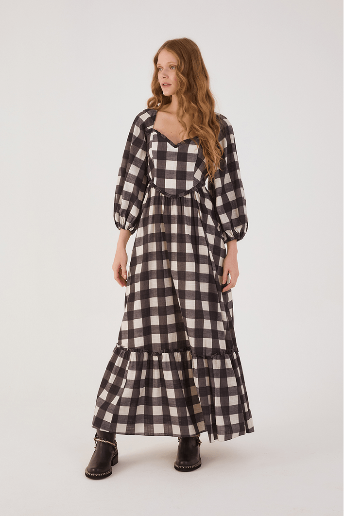Vestido Cropped Algodão Xadrez