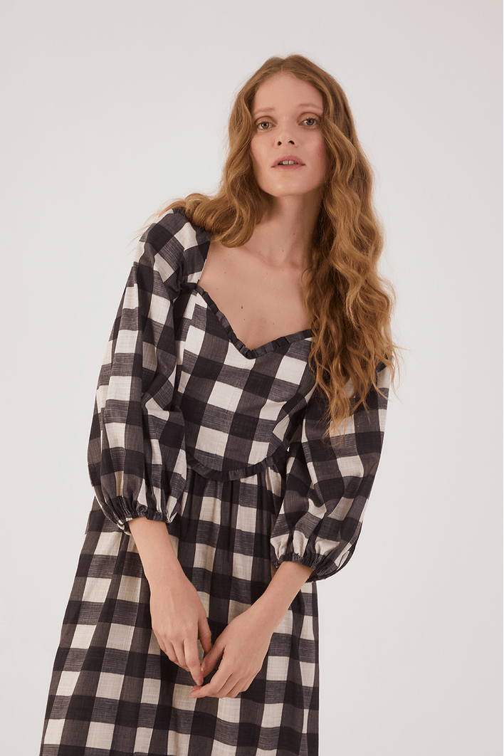 Vestido Cropped Algodão Xadrez
