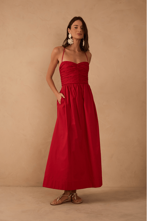 Vestido Cropped Algodão Drapeado
