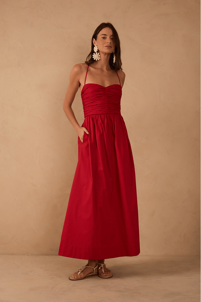 Vestido Cropped Algodão Drapeado