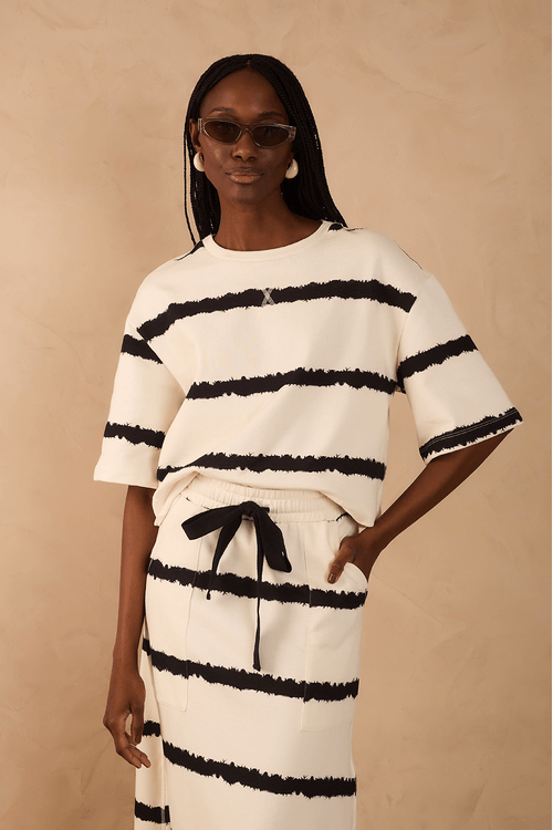 Cropped Moletom Estampa Beira Mar