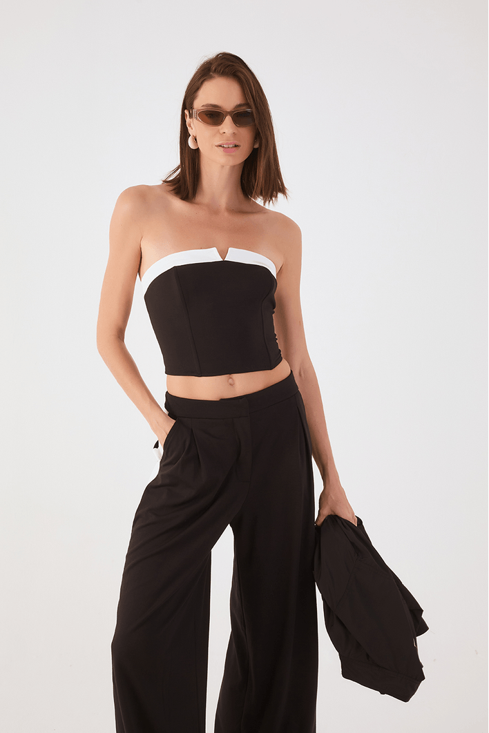 Blusa Alfaiataria Sem Alças P&b