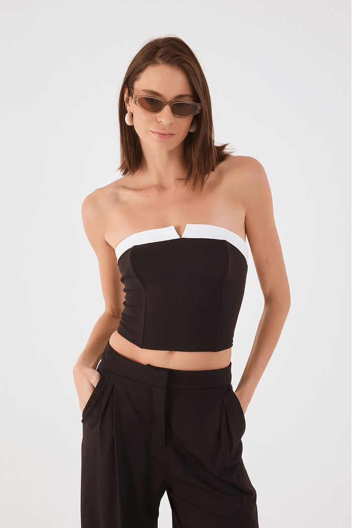Blusa Alfaiataria Sem Alças P&b