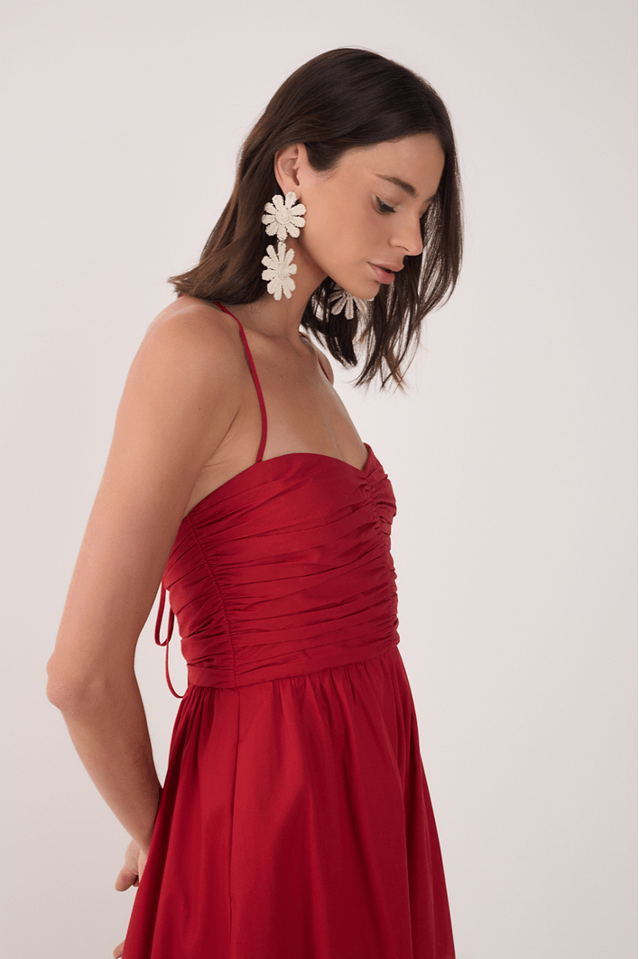 Vestido Cropped Algodão Drapeado