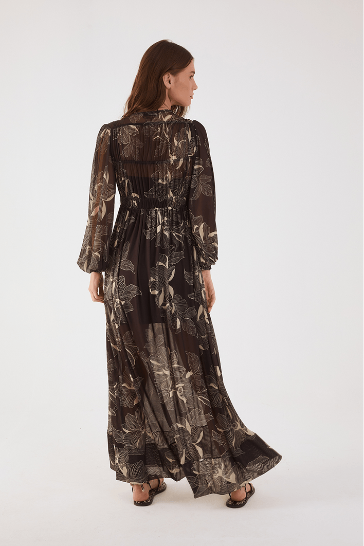 Vestido Tule Estampa Flora