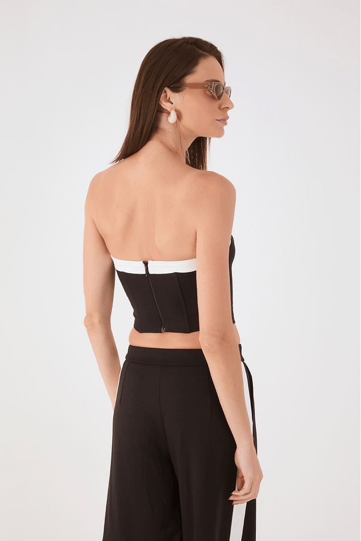 Blusa Alfaiataria Sem Alças P&b
