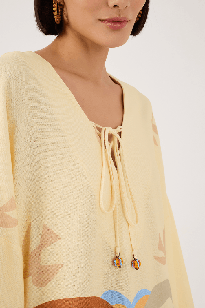 Vestido Linho Estampa Sossego