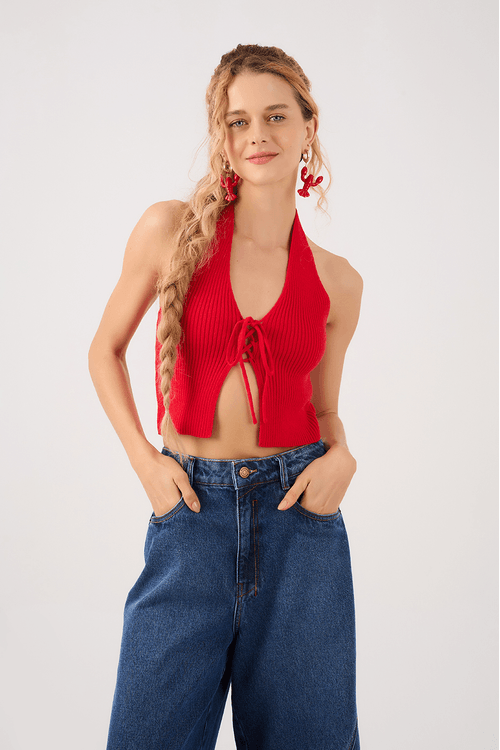 Blusa Tricot Amarração Frontal