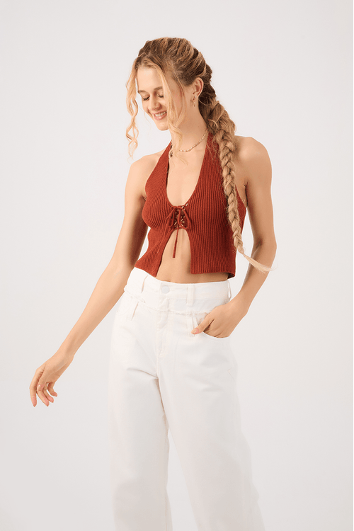 Blusa Tricot Amarração Frontal