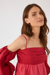Blusa Algodão Bicolor Manga Balonê