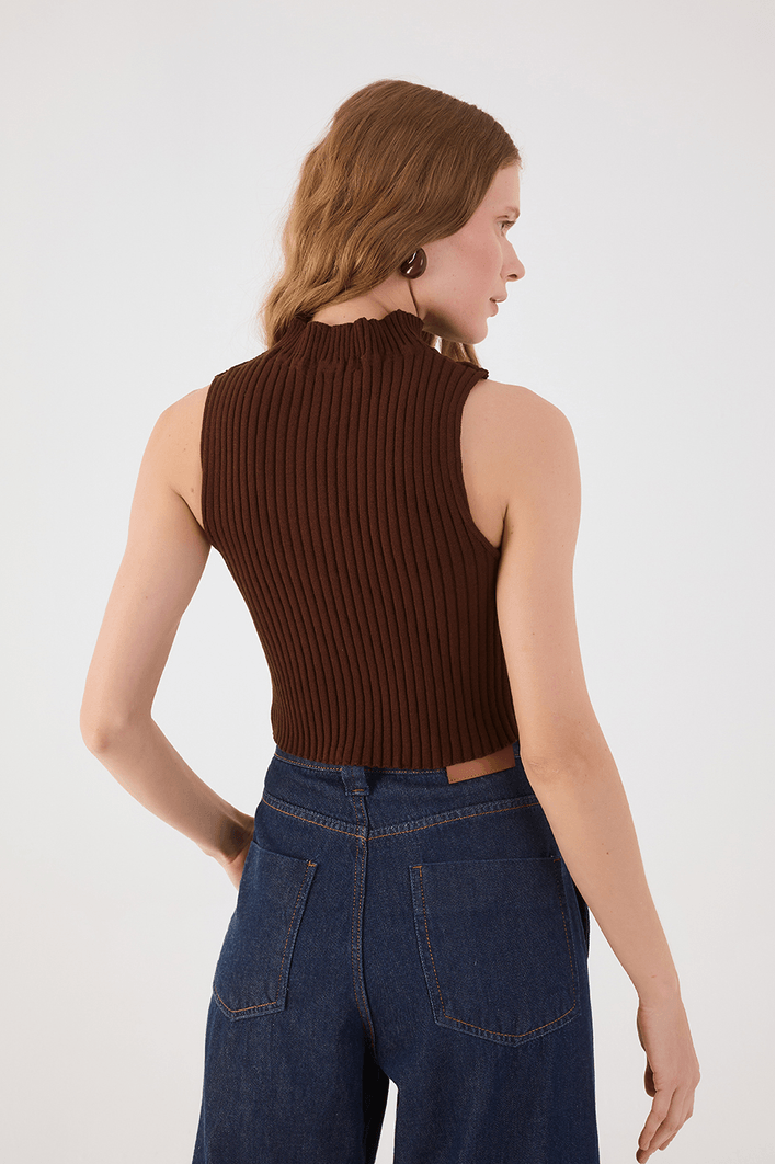 Blusa Tricot Canelada Gola
